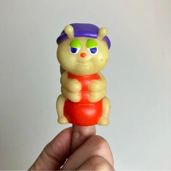 Vintage 80s Playskool Glo Friends Glow in the Dark Finger Puppet Purple Hat - Picture 6 of 12